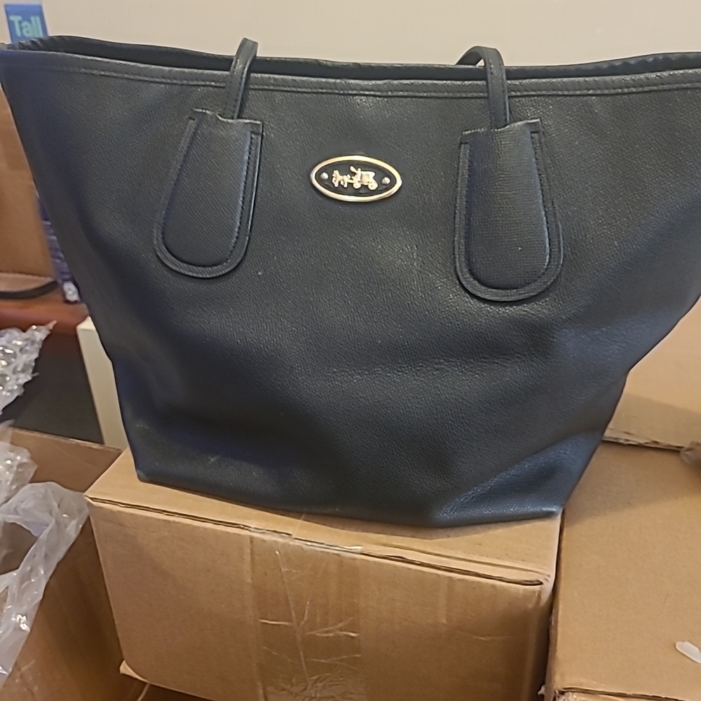 Coach Black Leather Tote Bag